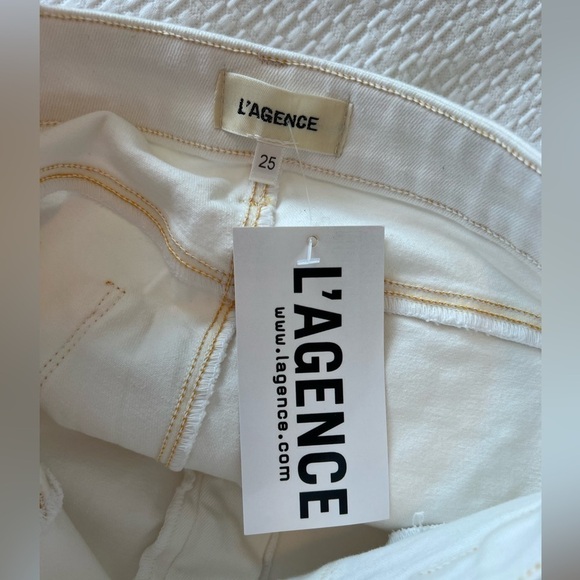 L'Agence Marguerite High Rise Skinny NWT Jeans Blanc White Sunset Gold Wash - Picture 14 of 16